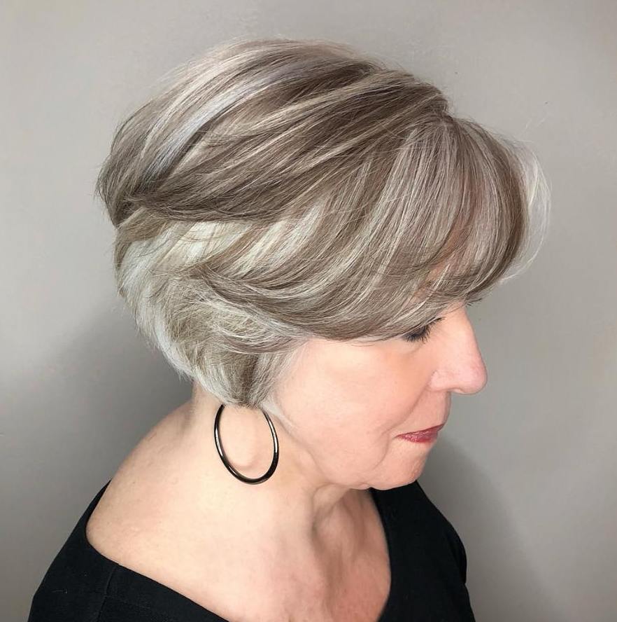 Gray Hair with Brown Lowlights