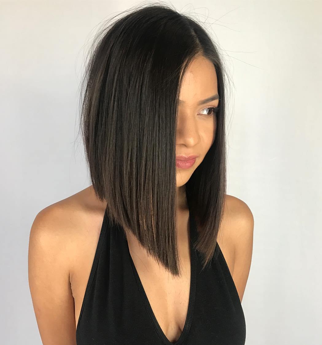 Steeply Angled Bob for Thick Hair