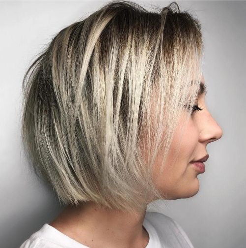Messy Straight Bob with Highlights
