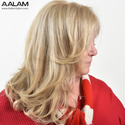Long Blonde Haircut with Layers