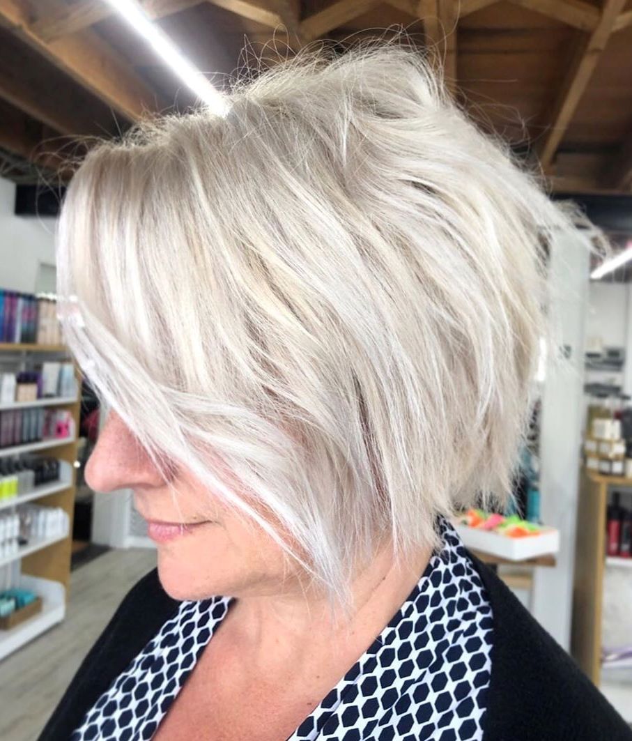 Messy White Blonde Bob