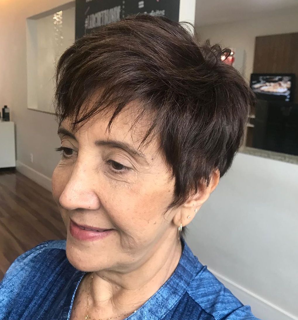 Chocolate Brown Pixie with a Piece-y Fringe
