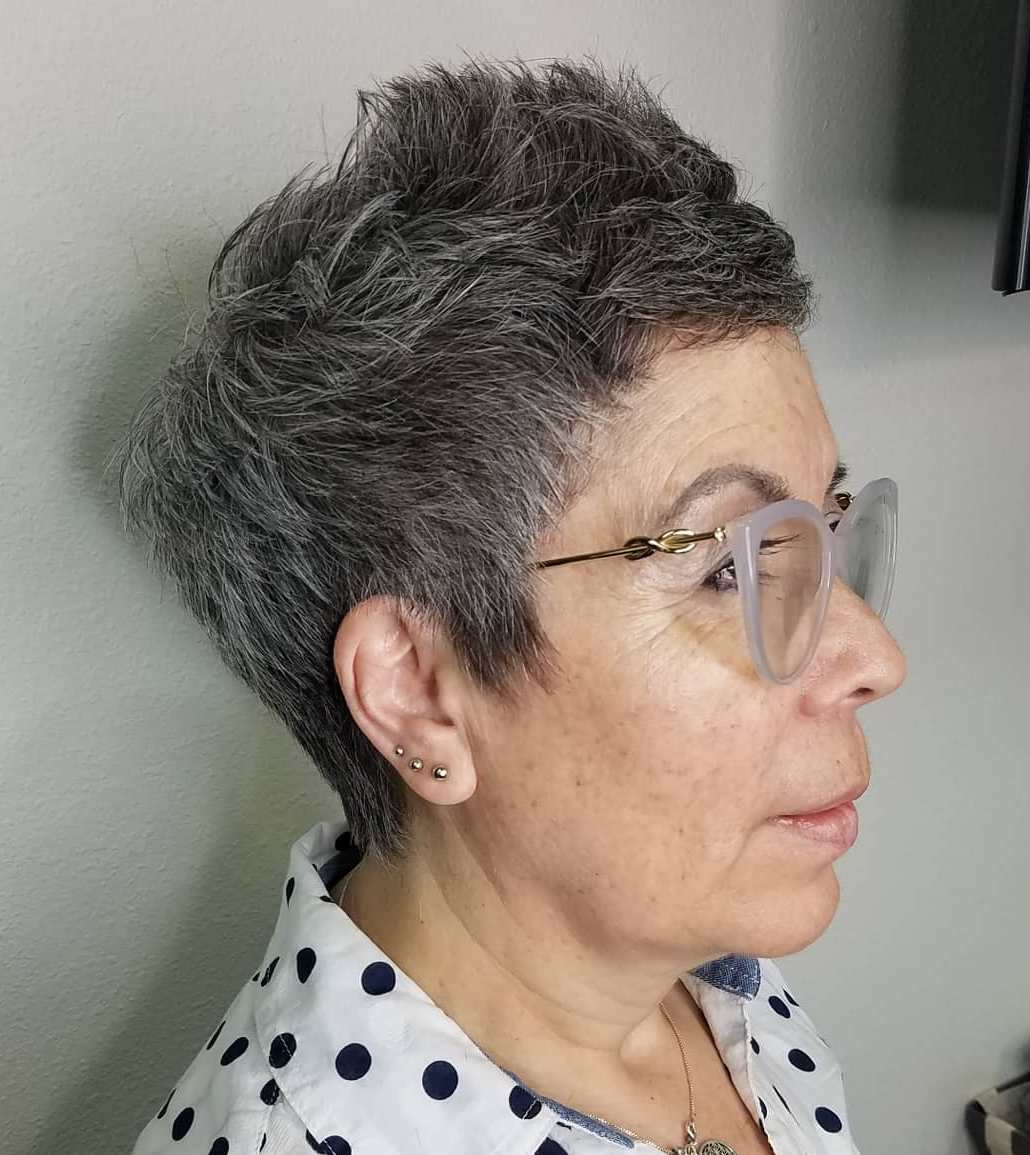 Short Dark Gray Cut with Highlights