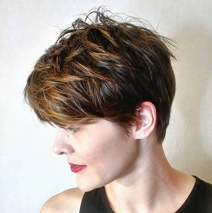 Edgy Pixie with Highlights in the Bangs