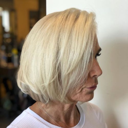 Trendy Blonde Bob for a 60 Year Old Woman