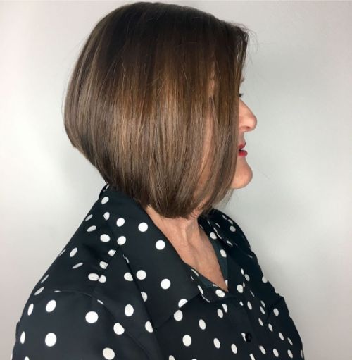 60+ Inverted Brunette Bob with Highlights