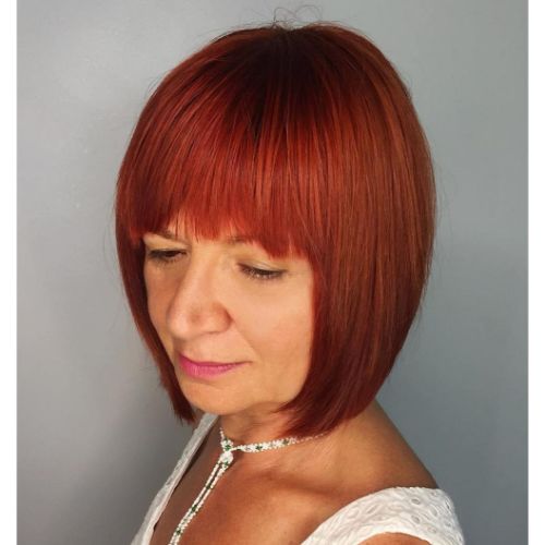 Auburn Bob with Bangs