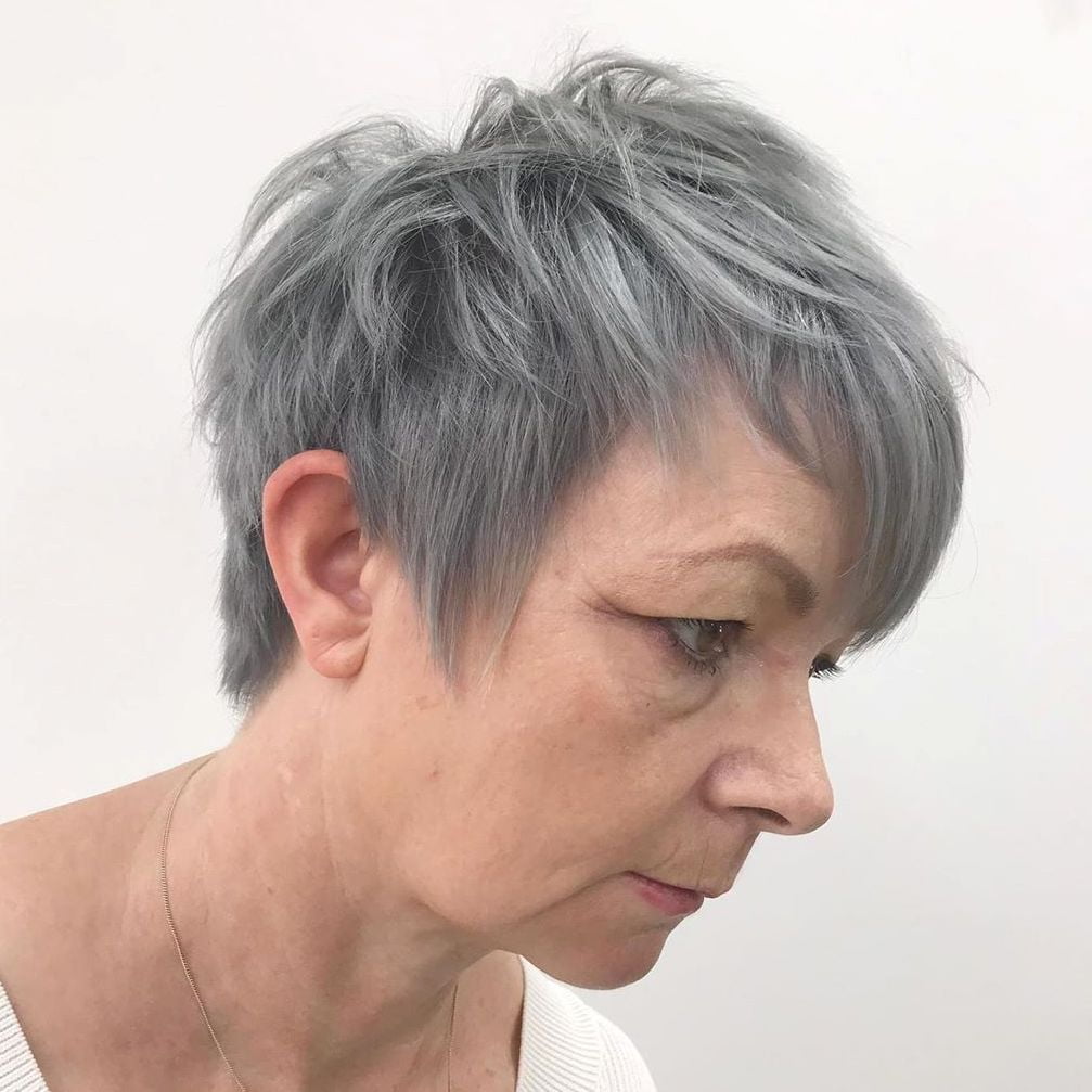 Layered Gray Pixie Haircut