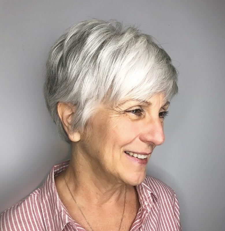 Gray and White Pixie with a Fringe