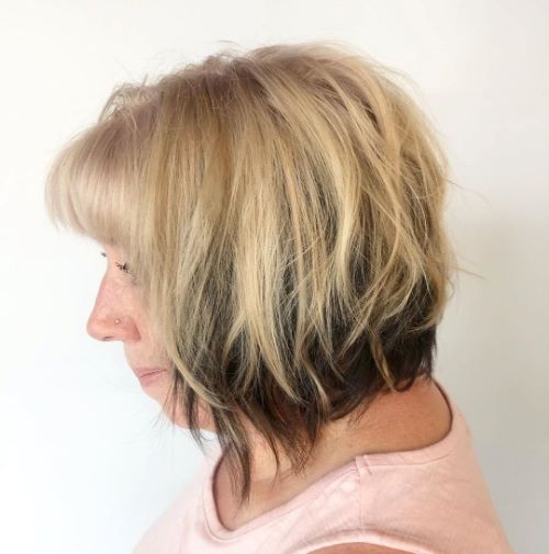 Messy Bob with Bangs for Older Women