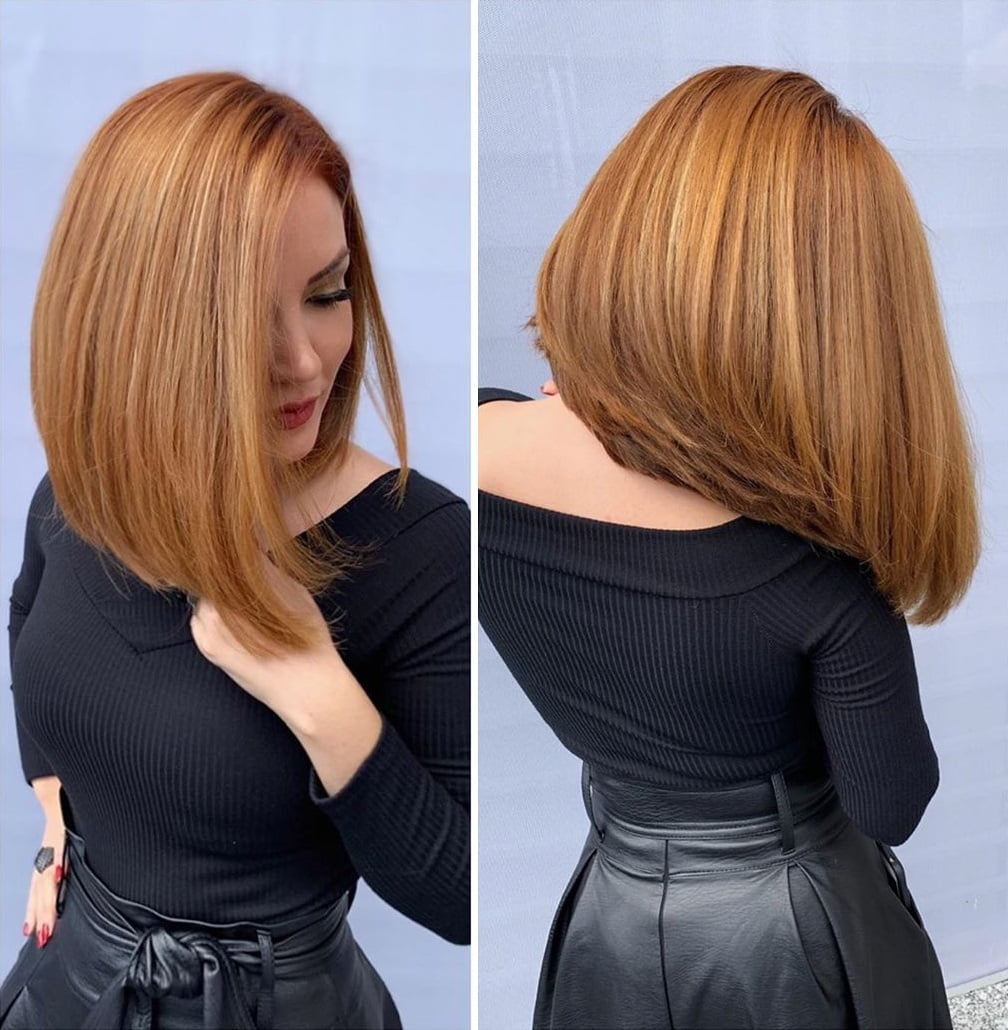 Sleek Stacked Lob for Thick Hair