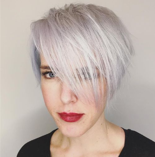 White Short Asymmetrical Pixie Bob