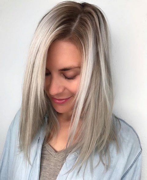 Long Icy Silver Bob for Thin Hair