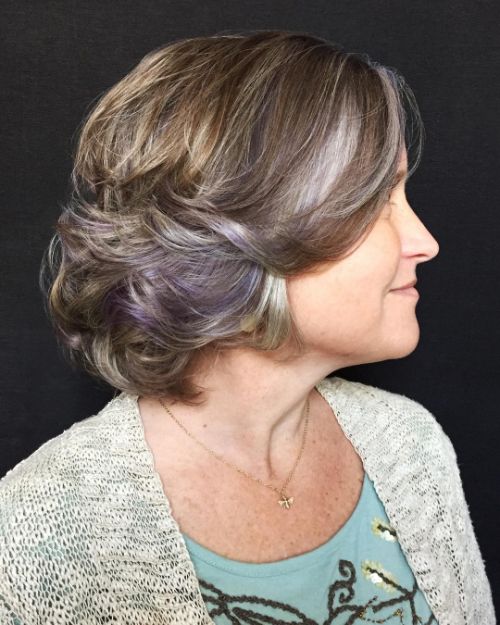 Short Haircut with Pastel Purple Highlights