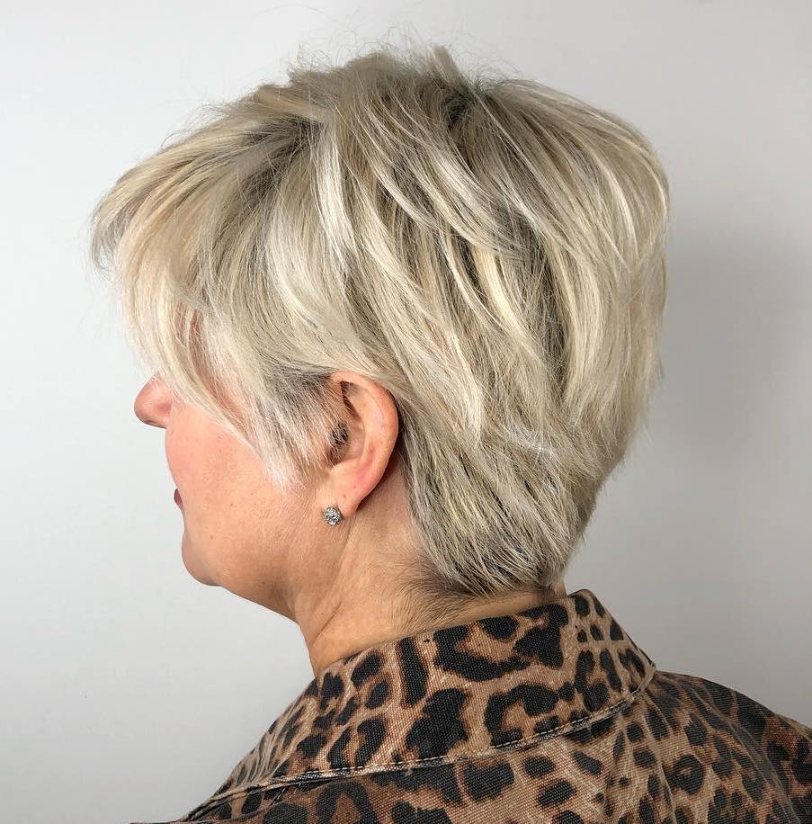 Over 50 Blonde Layered Pixie