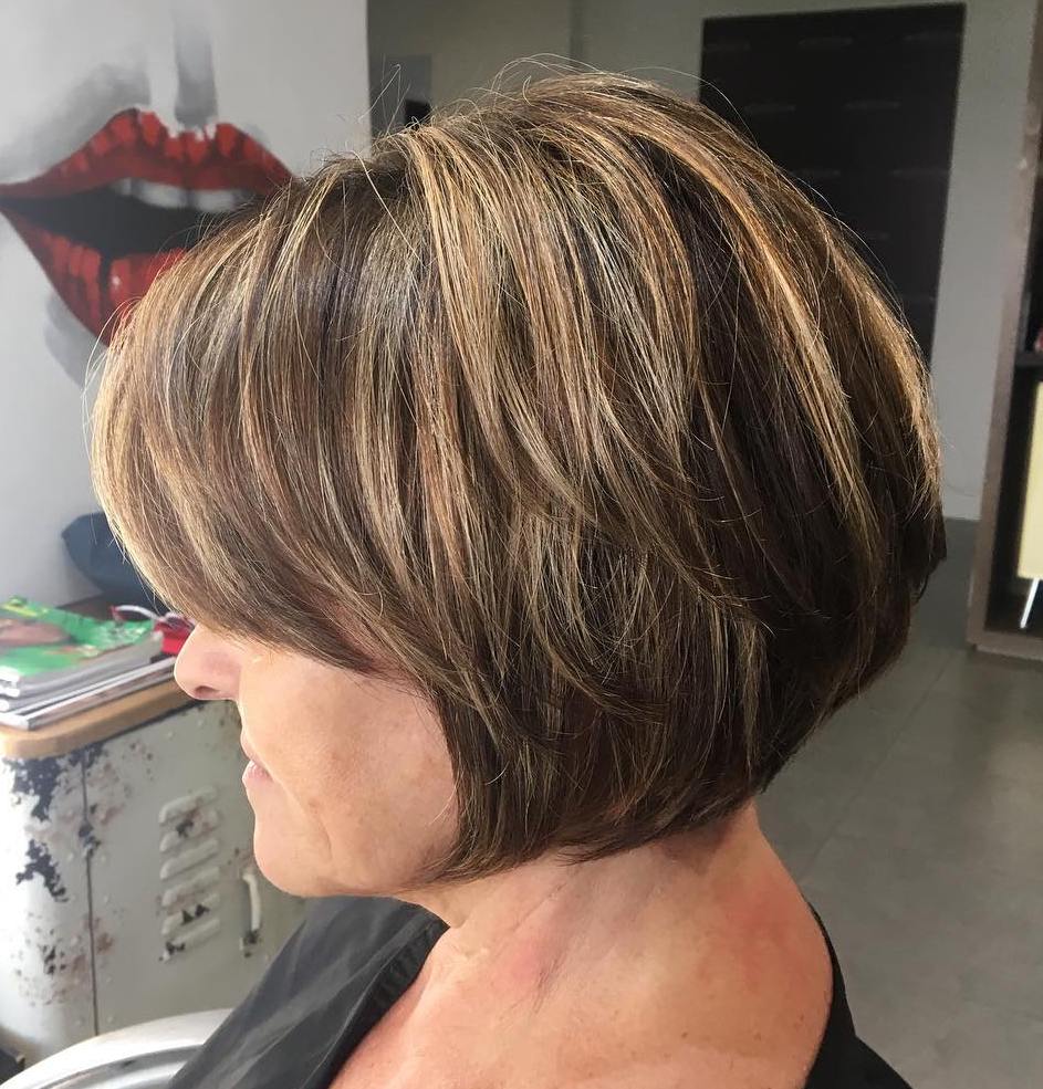 Over 60 Short Bob for Ladies with Round Faces