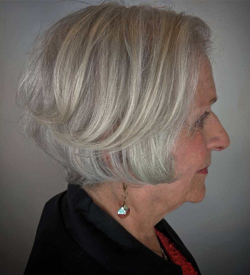 Elegant Short Gray Bob for Older Women